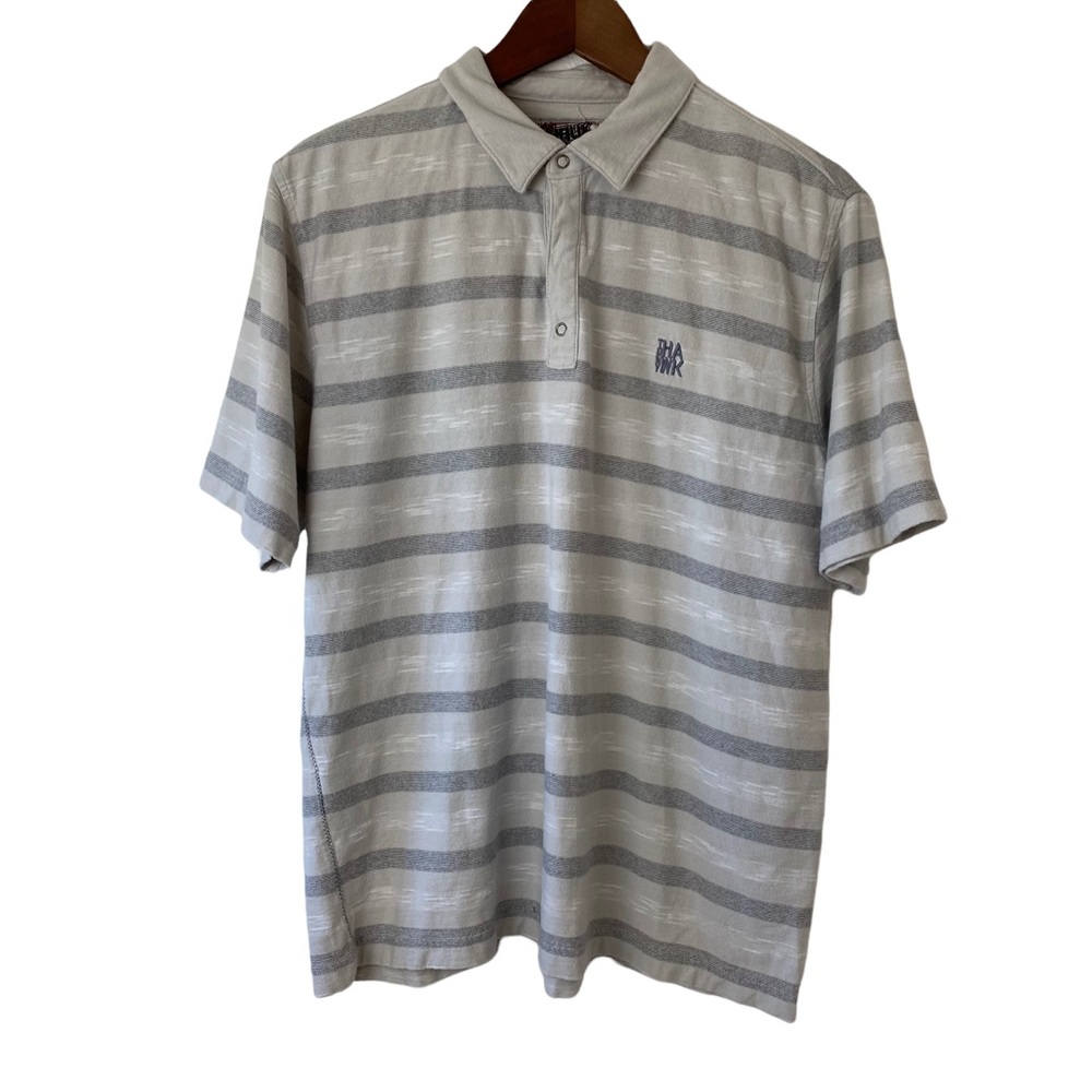 Tony Hawk Men's Light Striped Casual Short Sleeve Polo Shirt Hawk Logo Size S.